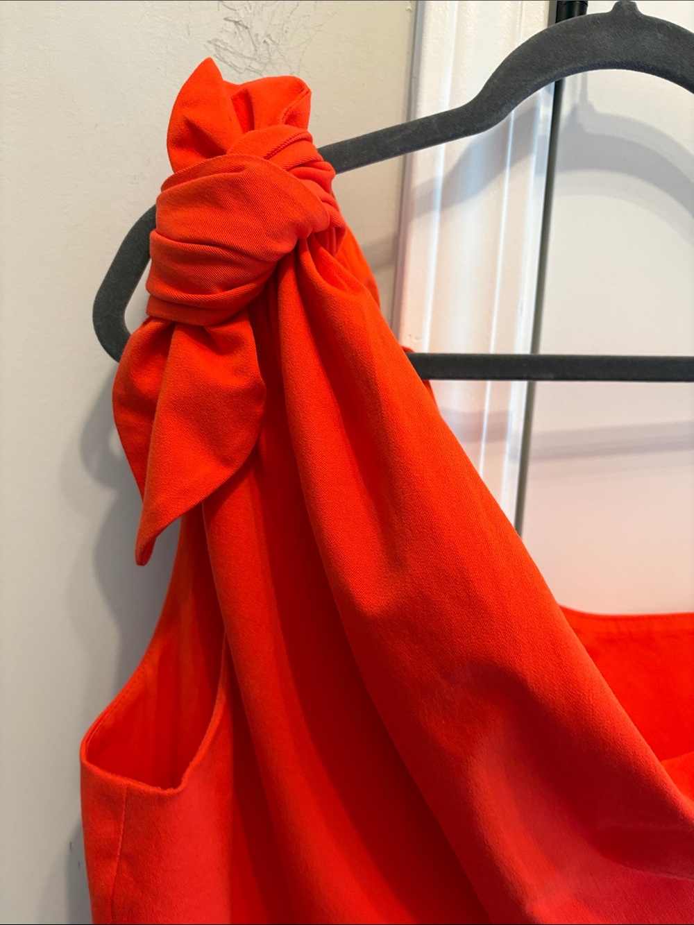 kate spade orange One-Shoulder Knot Midi Dress - Picture 3 of 8